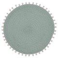 Saro Lifestyle SARO 2802.MN15R 15 in. Round Pom Pom Design Placemats - Set of 4 2802.MN15R